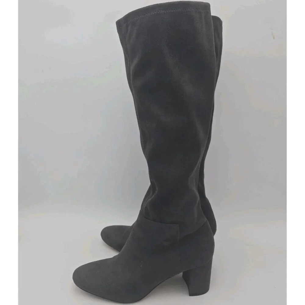 Ann Taylor Gray Grey Faux Suede Camden Knee High Block Heel Boots 10 M Womens Ta